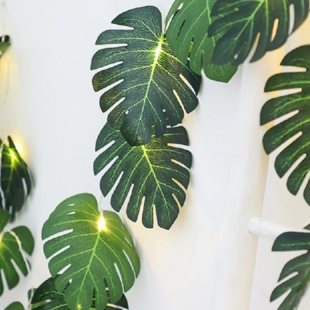 Monstera Leaf String Light Tropical Forest Boho Party Dorm Room Summer LED Decor